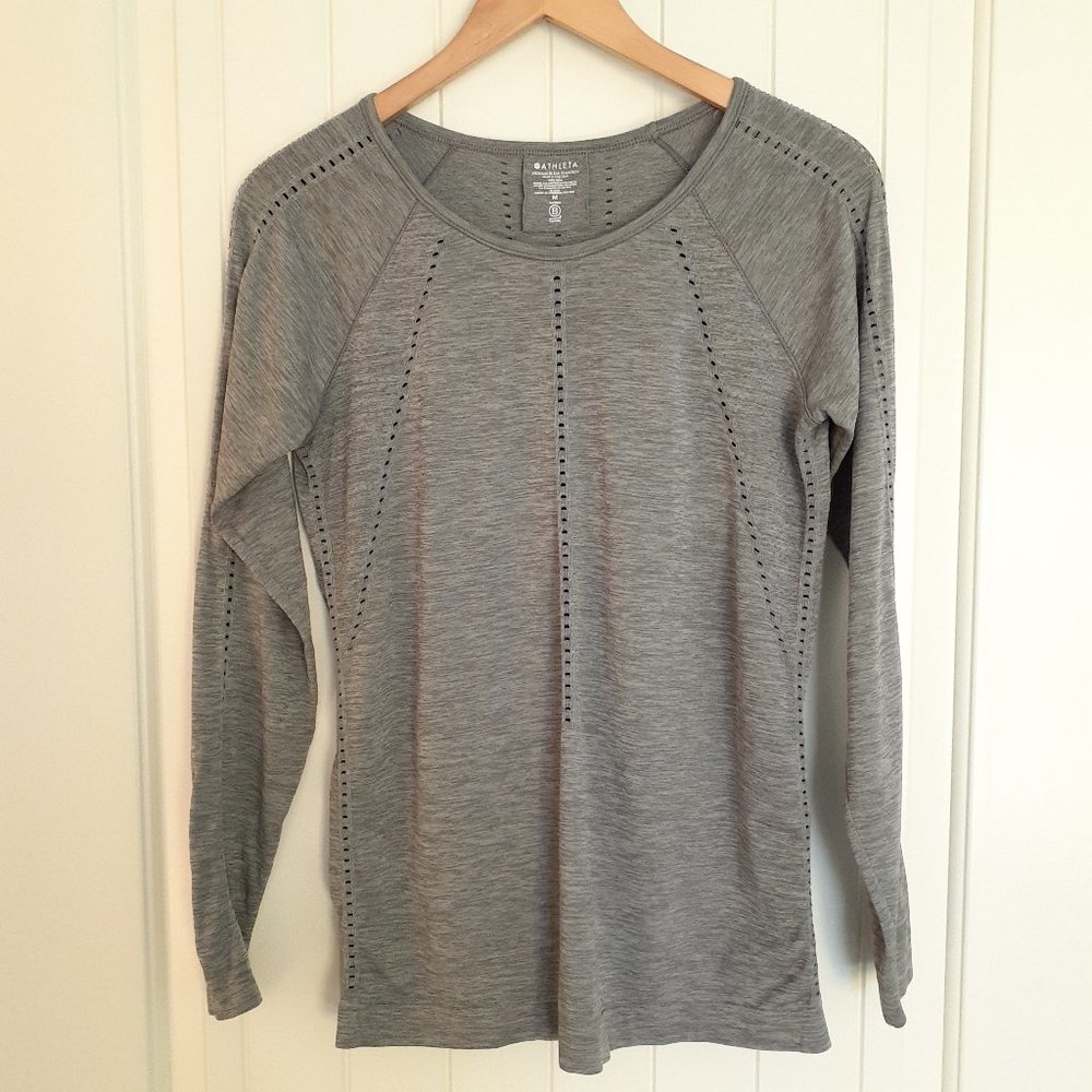 Athleta Foothill Seamless Long Sleeve Tee Gray Size M